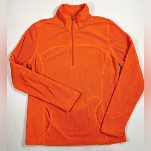 TEK GEAR Women's Waffle Knit Warm‎ Thermal Orange Pullover Sweatshirt Jacket M